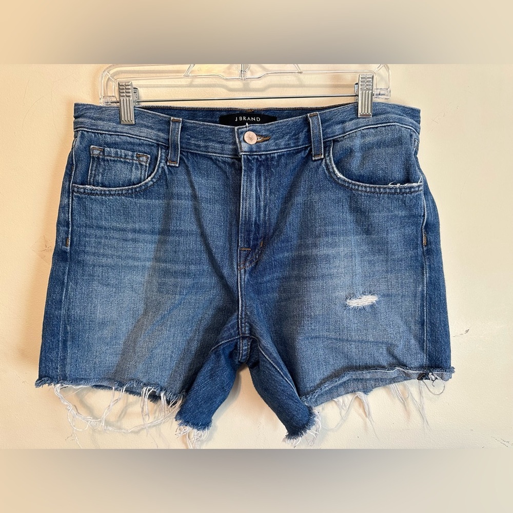 J Brand Johnny Cutoff Frayed Hem Distressed Denim Shorts Size 28‎ Boho Raw Hem